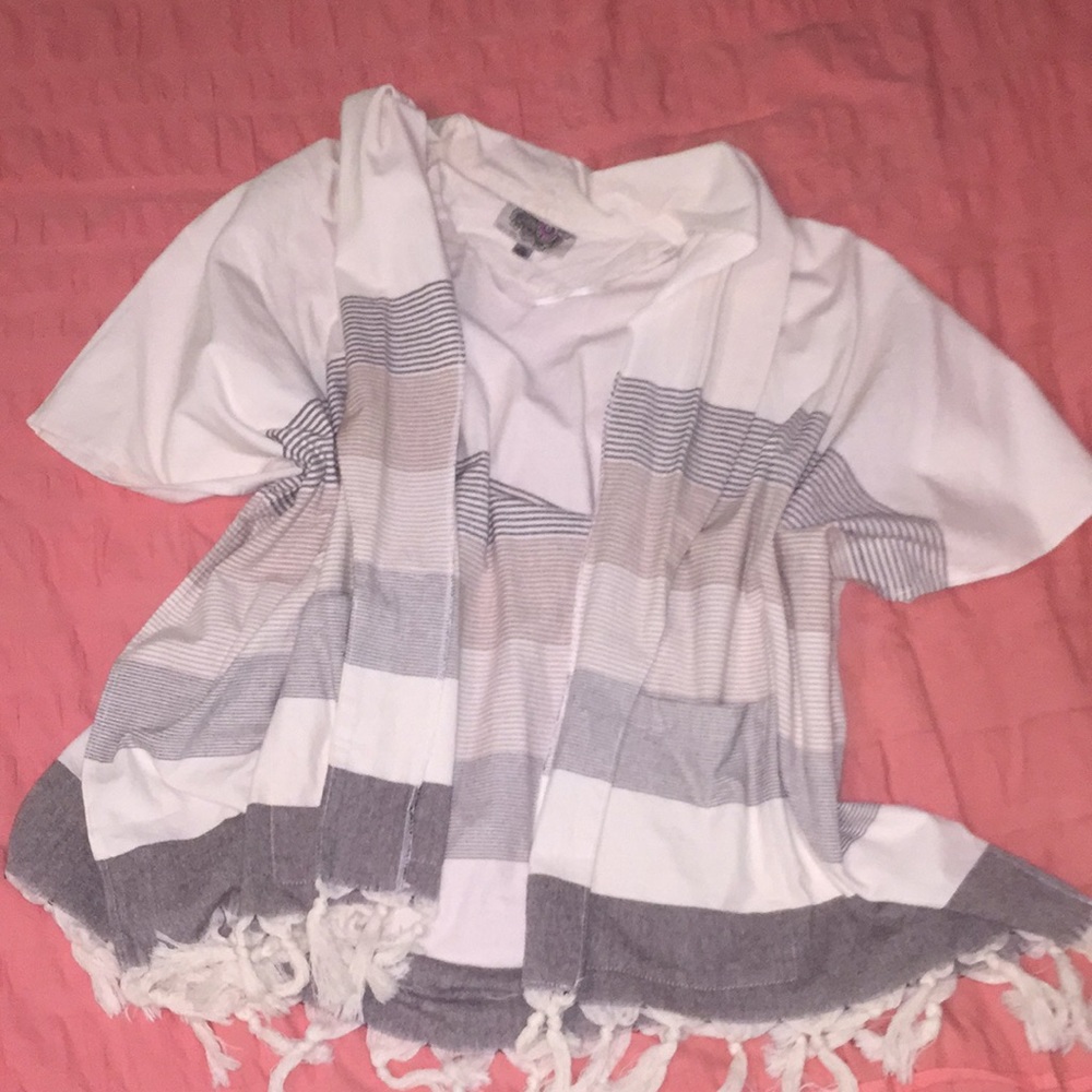 Urban Outfitters neutral striped poncho